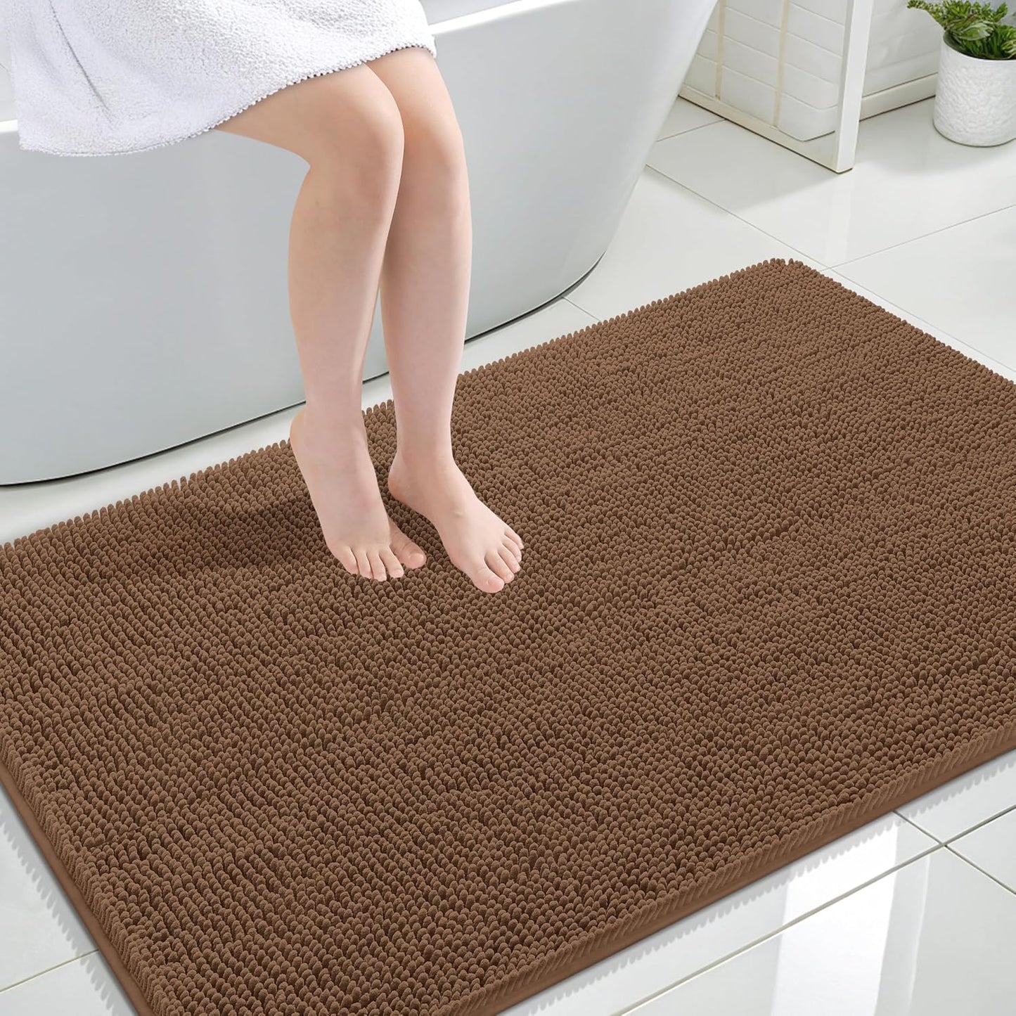 OLANLY Bathroom Rugs 30x20, Extra Soft Absorbent Chenille Bath Rugs | Grey, Quick-Drying Rubber Backing, Machine Washable Bath Mat for Bathroom Floor, Tub and Shower, Home Decor Accessories