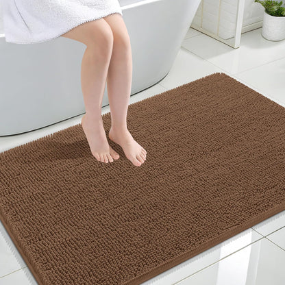 OLANLY Bathroom Rugs 30x20, Extra Soft Absorbent Chenille Bath Rugs | Grey, Quick-Drying Rubber Backing, Machine Washable Bath Mat for Bathroom Floor, Tub and Shower, Home Decor Accessories