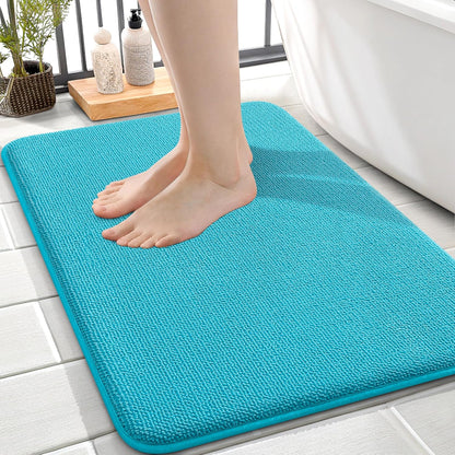 OLANLY Thick Memory Foam Bathroom Rugs 30x20, Soft Absorbent Bath Mat, Teal | Quick Dry Bath Rugs, Non-Slip Carpet, Machine Washable Mats for Bathroom Floor, Tub and Shower, Home Decor Accessories