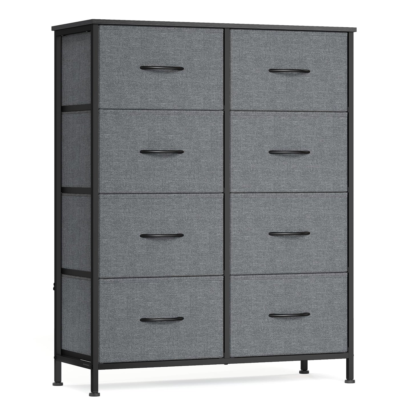 SONGMICS BELLAH Collection - Dresser for Bedroom, Chest of Drawers, Storage Organizer Unit, Closet, Entryway, Steel, 4 Drawers, Modern, Ink Black and Ebony Black ULGS314B01S