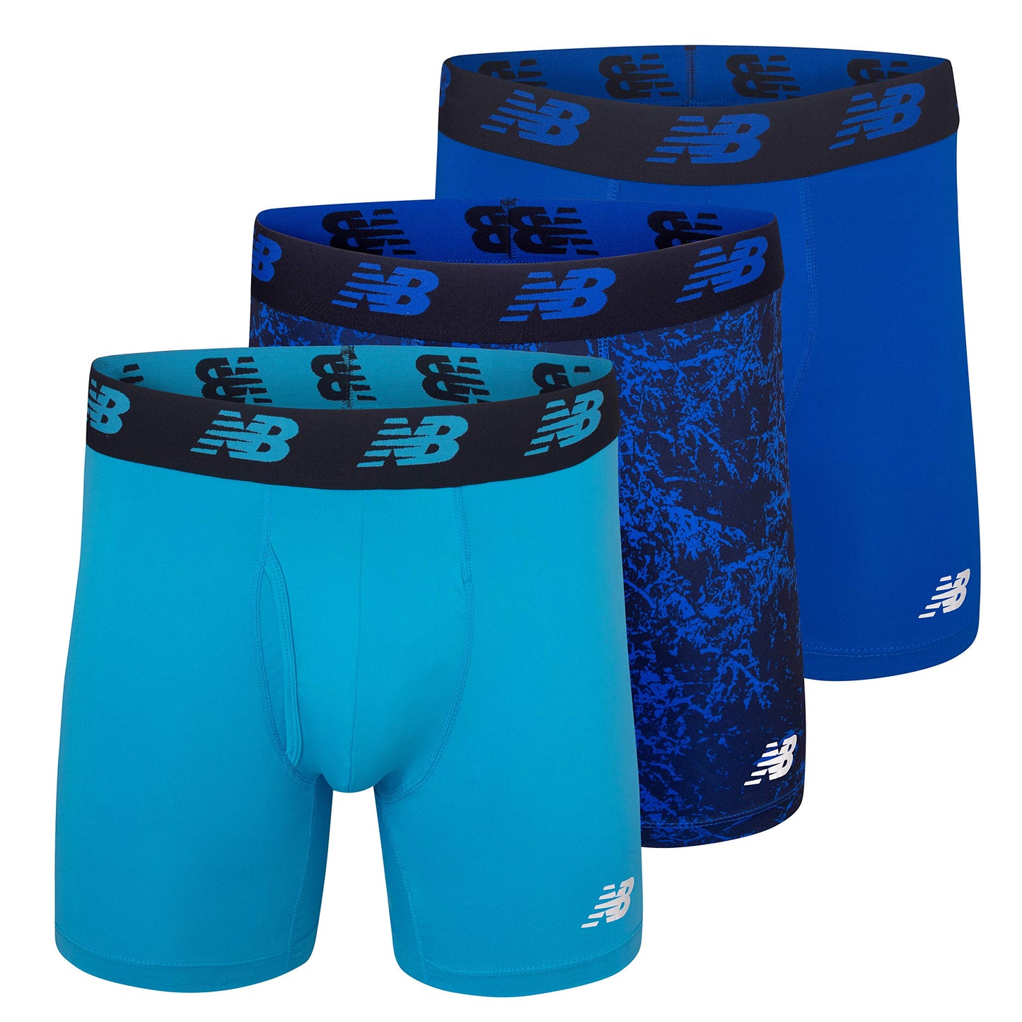 New Balance Men's Performance Boxer Briefs with Fly, Breathable Stretch Underwear, Moisture Wicking, Soft Waistband (3 Pack)
