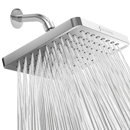 SparkPod Rain Shower Head, 6 Inch Round, Luxury Polished Chrome Finish | High Pressure Shower Heads, 90 Nozzles, Adjustable Showerhead, No Tools Needed, Universal Connection