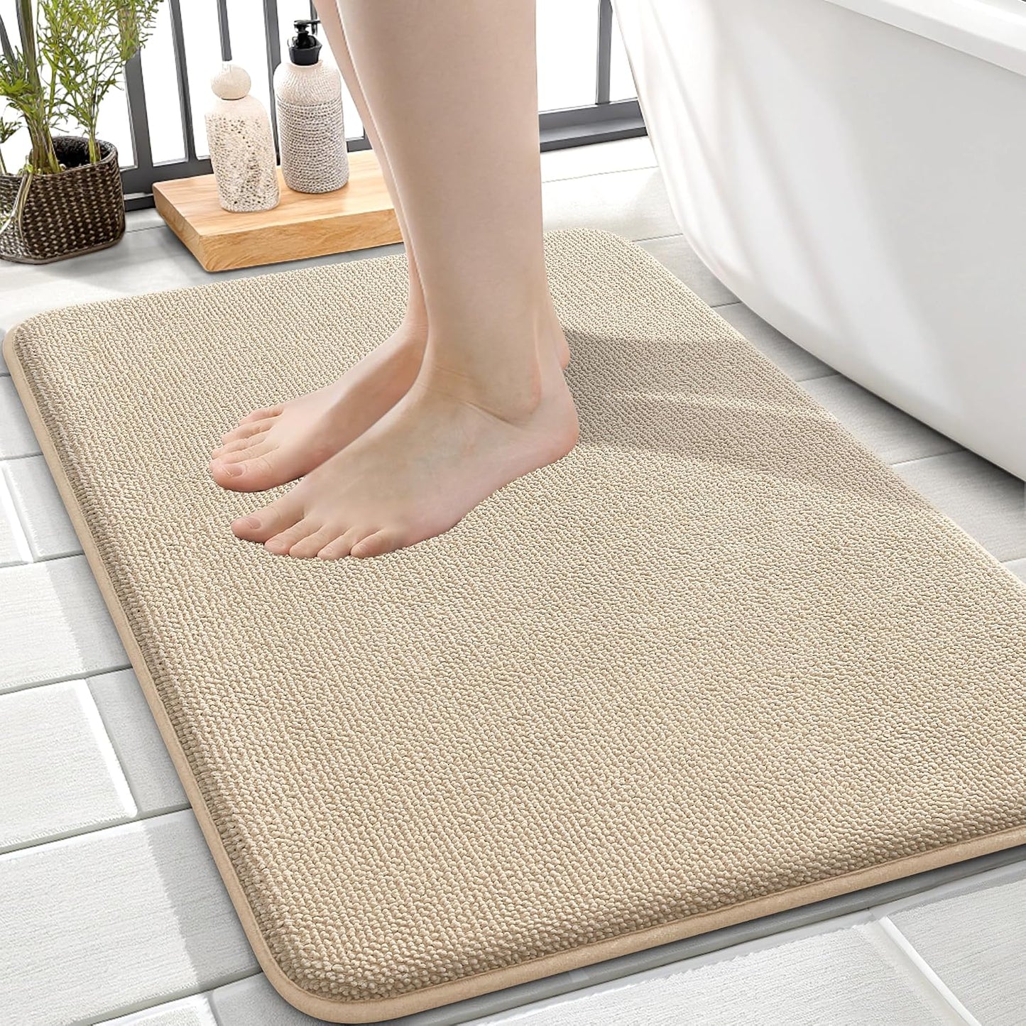 OLANLY Thick Memory Foam Bathroom Rugs 30x20, Soft Absorbent Bath Mat, Teal | Quick Dry Bath Rugs, Non-Slip Carpet, Machine Washable Mats for Bathroom Floor, Tub and Shower, Home Decor Accessories