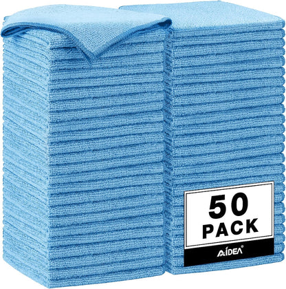 AIDEA Microfiber Cleaning Cloth-50PK, Microfiber Towels for Cars, 12×12" | Premium Wash Cloths, Dusting Cloth Cleaning Rags, Absorbent Towels for SUVs, House, Kitchen, Window, Cleaning Supplies
