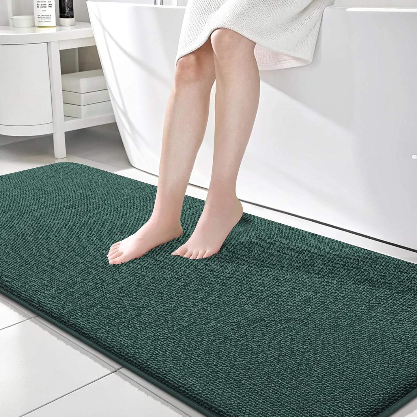 OLANLY Thick Memory Foam Bathroom Rugs 30x20, Soft Absorbent Bath Mat, Teal | Quick Dry Bath Rugs, Non-Slip Carpet, Machine Washable Mats for Bathroom Floor, Tub and Shower, Home Decor Accessories