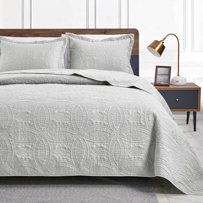 Love's cabin Quilts for Queen Bed Blue Bedspreads - Soft Bed Summer Lightweight Bedspread Comforter - Modern Style Coin Pattern Coverlet for All Season - 3 Pieces (1 Quilt, 2 Pillow Shams)
