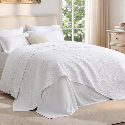 Love's cabin Quilts for Queen Bed Blue Bedspreads - Soft Bed Summer Lightweight Bedspread Comforter - Modern Style Coin Pattern Coverlet for All Season - 3 Pieces (1 Quilt, 2 Pillow Shams)