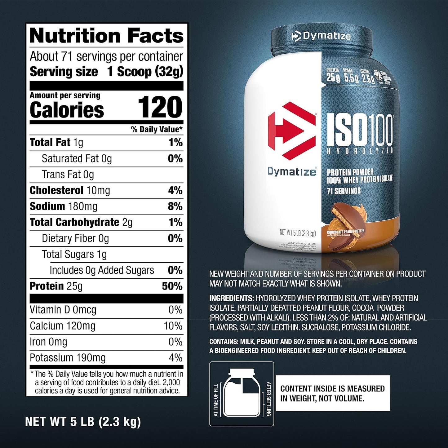 Dymatize ISO100 Protein Powder, 100% Whey Isolate, Cookies & Cream | 25g Protein, Hydrolyzed, Fast-Absorbing, Supports Muscle Health, 5.5g BCAAs, Gluten-Free, 20 Servings, 1.3 lb