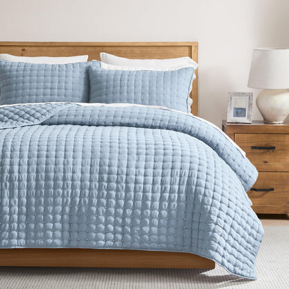 WDCOZY Beige King Size Quilt Bedding Sets with Pillow Shams, Tan Cream Lightweight Bedspread Coverlet, Quilted Blanket Thin Comforter Bed Cover, All Season Summer Spring, 3 Pieces, 104x90 inches