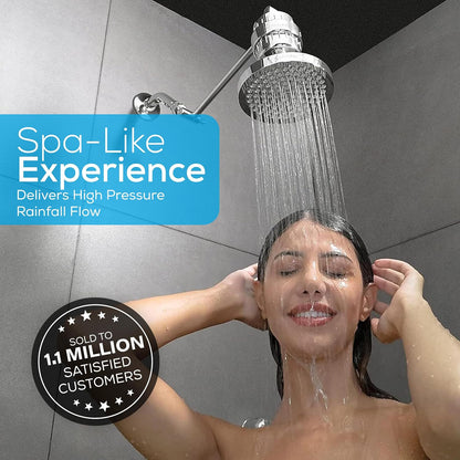 SparkPod Rain Shower Head, 6 Inch Round, Luxury Polished Chrome Finish | High Pressure Shower Heads, 90 Nozzles, Adjustable Showerhead, No Tools Needed, Universal Connection