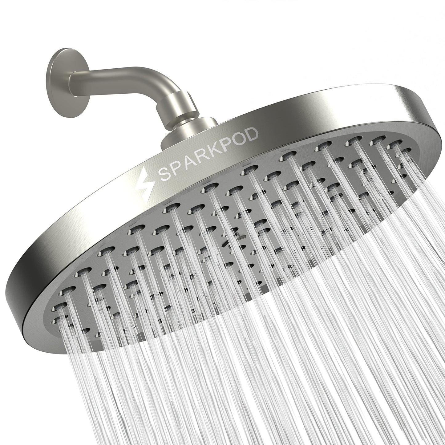 SparkPod Rain Shower Head, 6 Inch Round, Luxury Polished Chrome Finish | High Pressure Shower Heads, 90 Nozzles, Adjustable Showerhead, No Tools Needed, Universal Connection