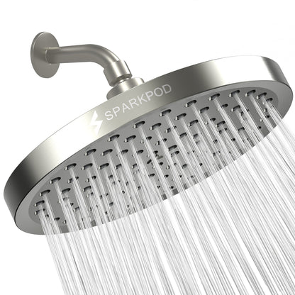 SparkPod Rain Shower Head, 6 Inch Round, Luxury Polished Chrome Finish | High Pressure Shower Heads, 90 Nozzles, Adjustable Showerhead, No Tools Needed, Universal Connection