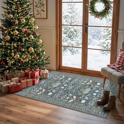 2x6 Hallway Washable Runner Rug : Vintage Soft Kitchen Laundry Runner with Non Slip Backing Farmhouse Entryway Living Room Floor Mat Stain Resistant Carpet for Bedroom Bathroom Distressed Beside Rug