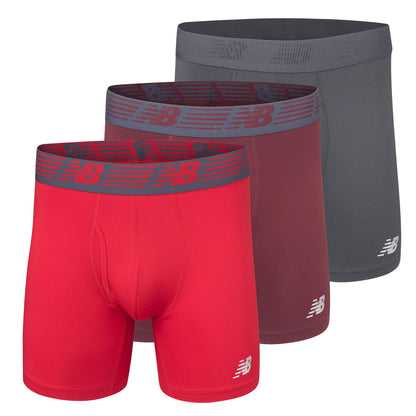 New Balance Men's Performance Boxer Briefs with Fly, Breathable Stretch Underwear, Moisture Wicking, Soft Waistband (3 Pack)