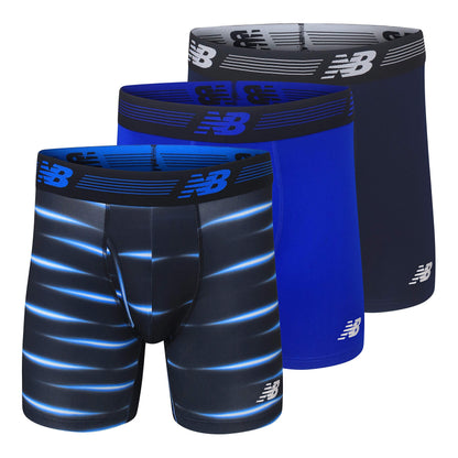 New Balance Men's Performance Boxer Briefs with Fly, Breathable Stretch Underwear, Moisture Wicking, Soft Waistband (3 Pack)