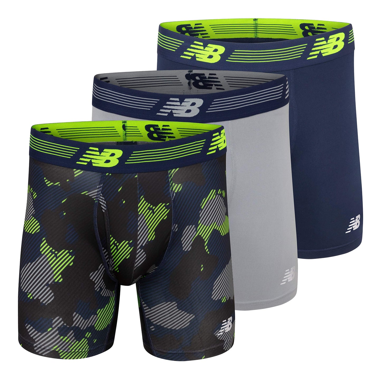 New Balance Men's Performance Boxer Briefs with Fly, Breathable Stretch Underwear, Moisture Wicking, Soft Waistband (3 Pack)