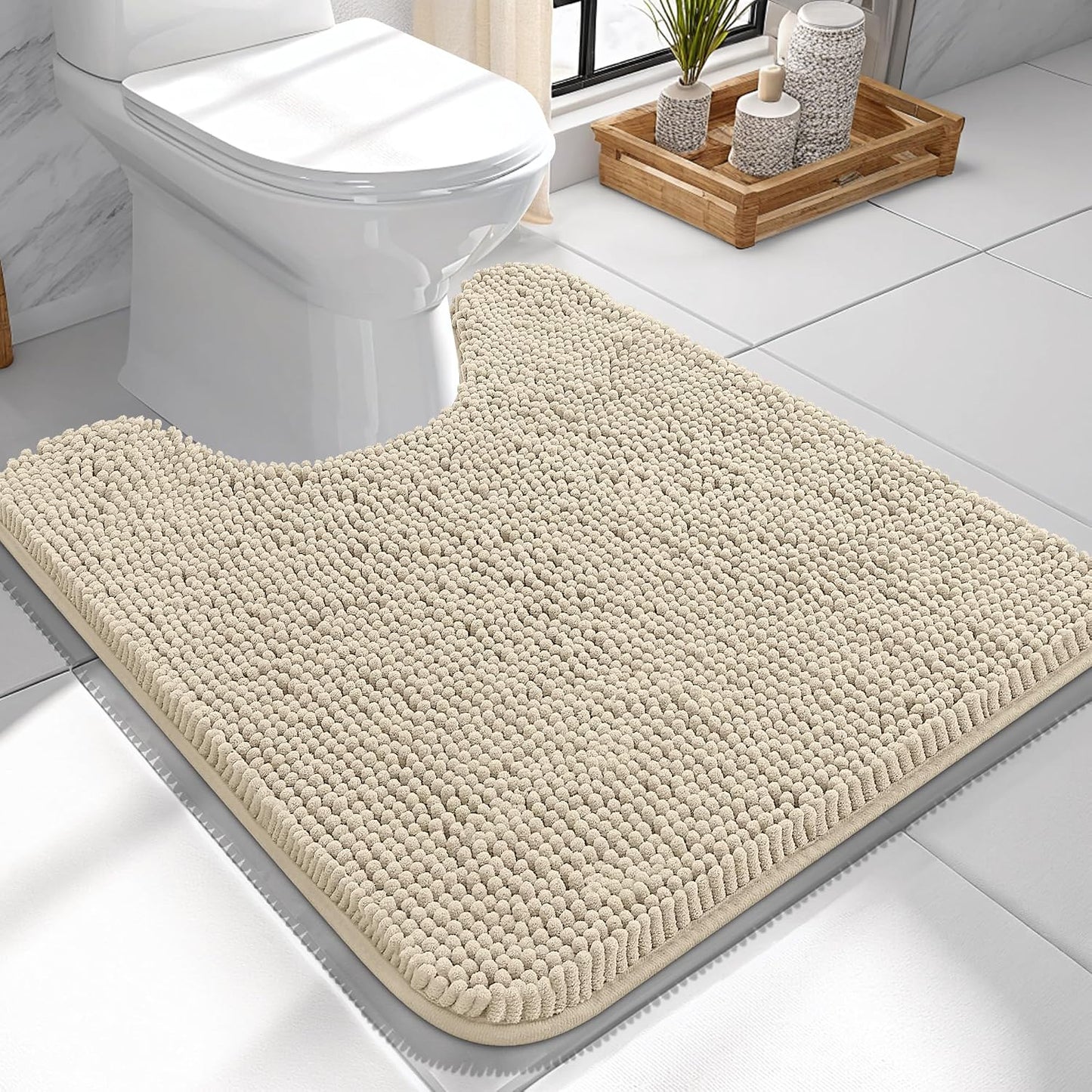 OLANLY Bathroom Rugs 30x20, Extra Soft Absorbent Chenille Bath Rugs | Grey, Quick-Drying Rubber Backing, Machine Washable Bath Mat for Bathroom Floor, Tub and Shower, Home Decor Accessories