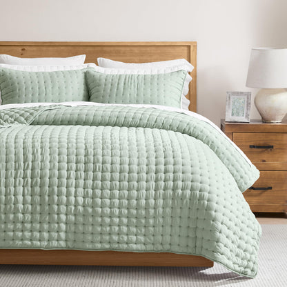 WDCOZY Beige King Size Quilt Bedding Sets with Pillow Shams, Tan Cream Lightweight Bedspread Coverlet, Quilted Blanket Thin Comforter Bed Cover, All Season Summer Spring, 3 Pieces, 104x90 inches