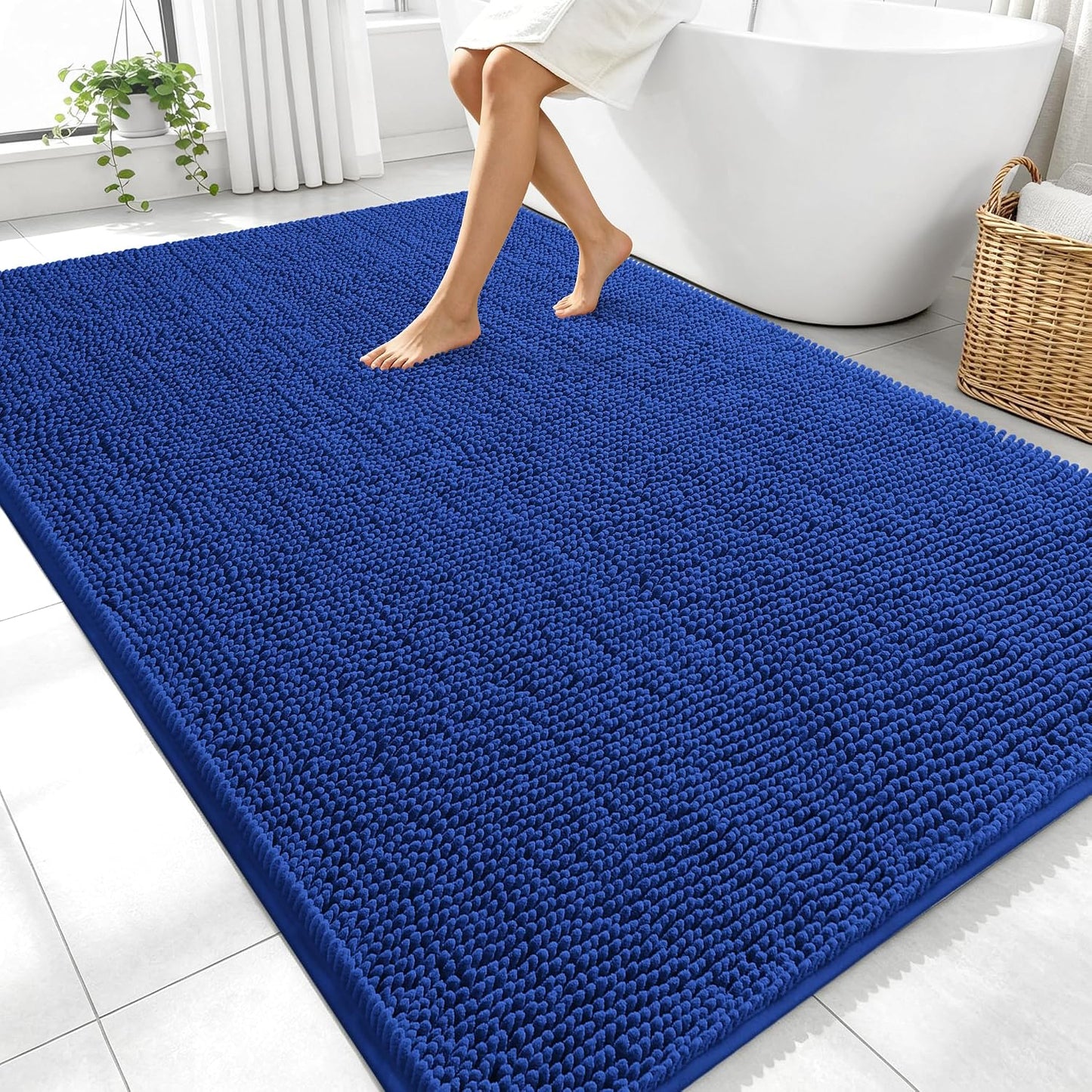 OLANLY Bathroom Rugs 30x20, Extra Soft Absorbent Chenille Bath Rugs | Grey, Quick-Drying Rubber Backing, Machine Washable Bath Mat for Bathroom Floor, Tub and Shower, Home Decor Accessories