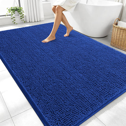 OLANLY Bathroom Rugs 30x20, Extra Soft Absorbent Chenille Bath Rugs | Grey, Quick-Drying Rubber Backing, Machine Washable Bath Mat for Bathroom Floor, Tub and Shower, Home Decor Accessories