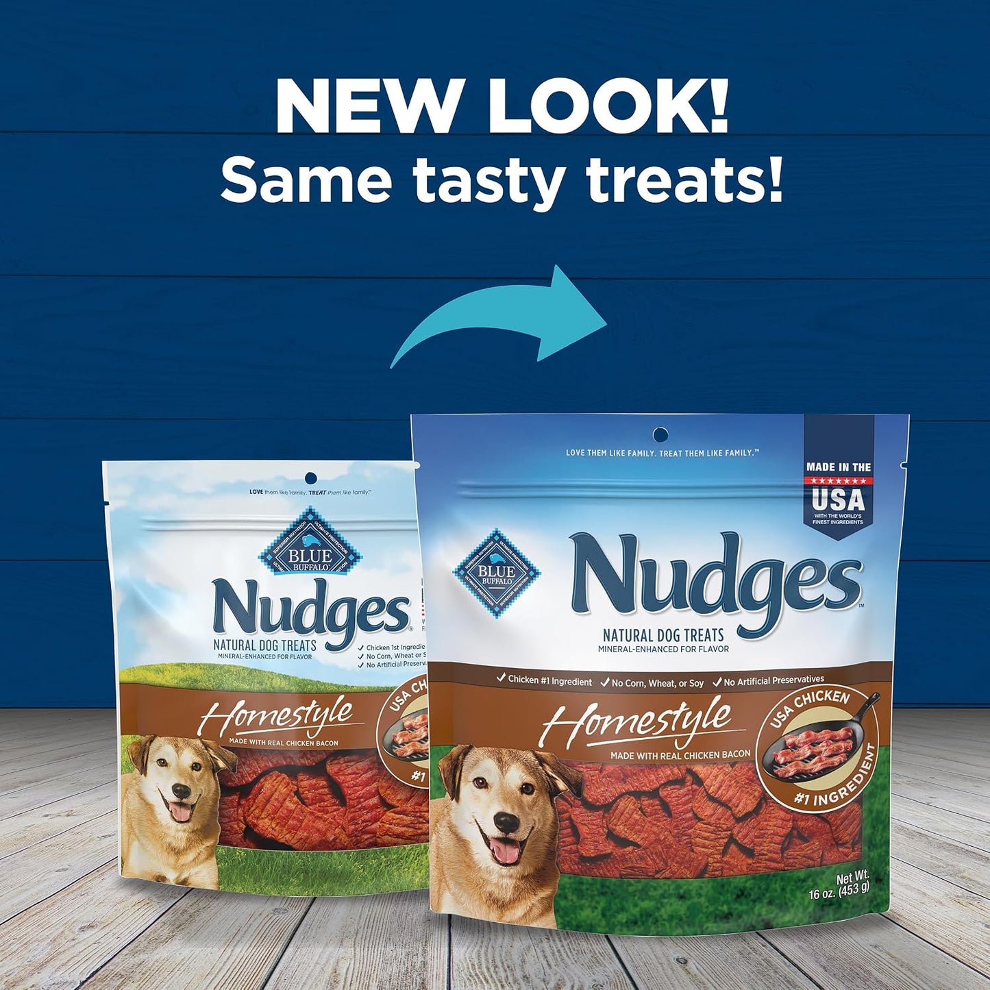 Blue Buffalo Nudges Homestyle Chicken Dog Treats, 16 oz | Real Chicken First, with Peas & Carrots, Made in the USA, No Corn, Wheat, or Soy