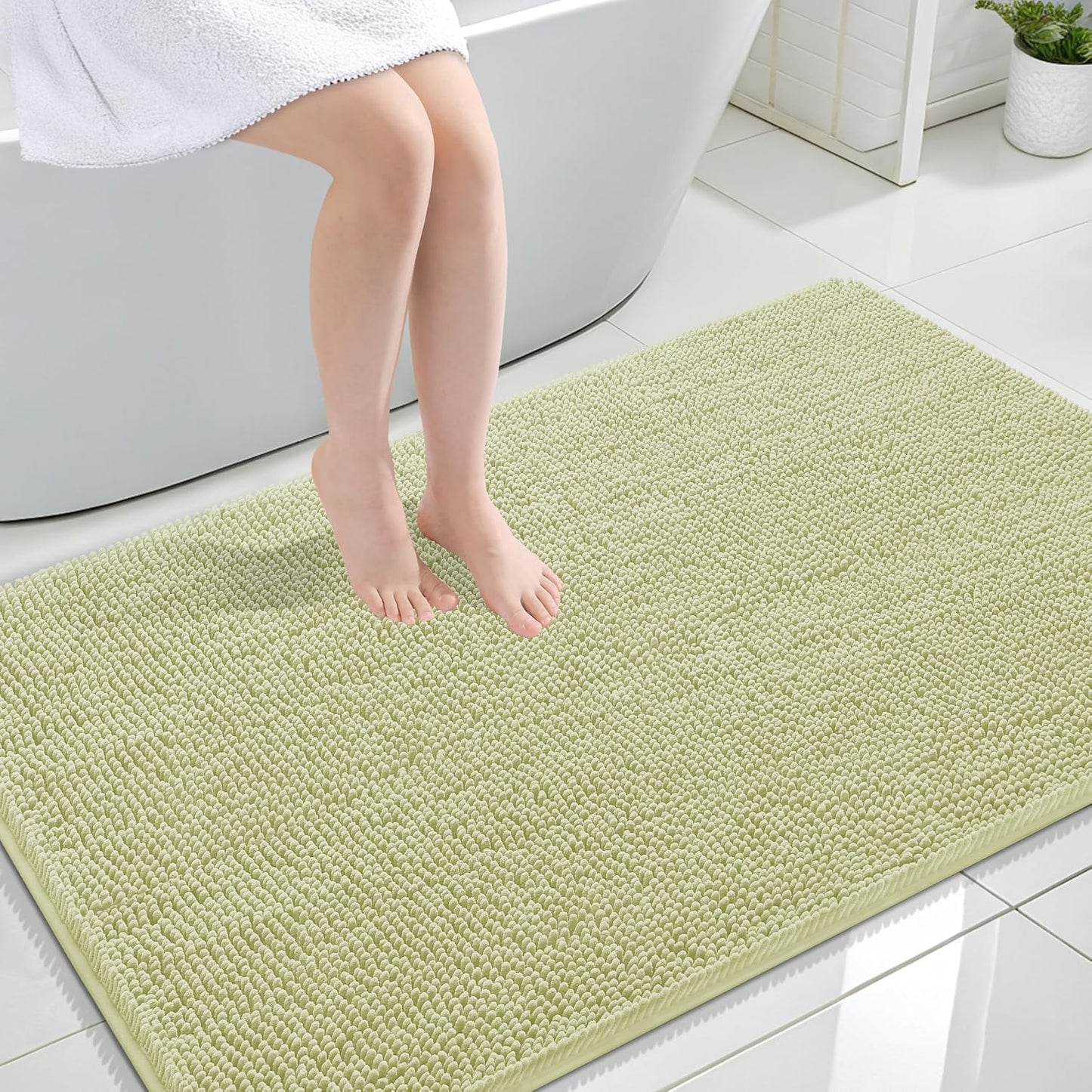 OLANLY Bathroom Rugs 30x20, Extra Soft Absorbent Chenille Bath Rugs | Grey, Quick-Drying Rubber Backing, Machine Washable Bath Mat for Bathroom Floor, Tub and Shower, Home Decor Accessories