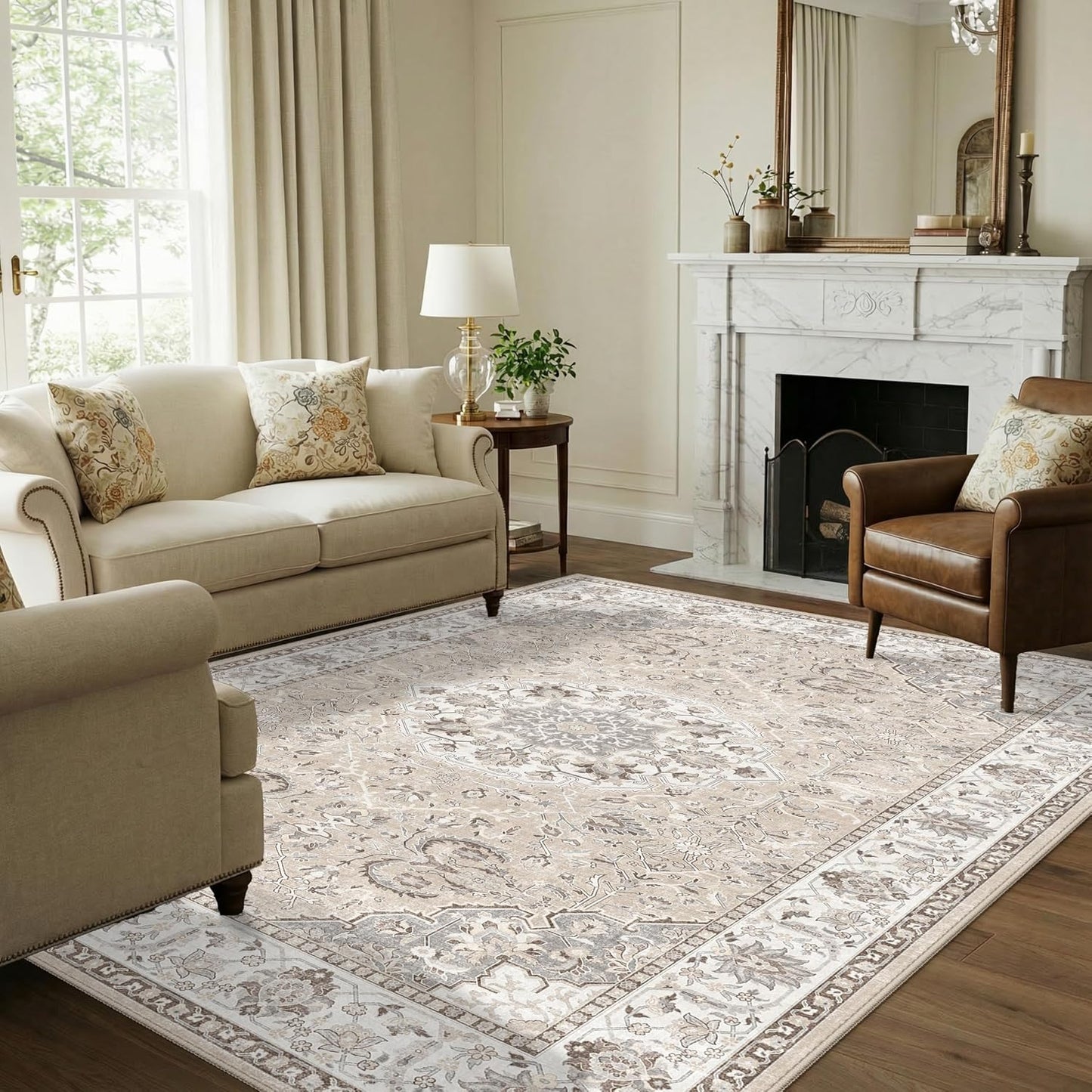 2x6 Hallway Washable Runner Rug : Vintage Soft Kitchen Laundry Runner with Non Slip Backing Farmhouse Entryway Living Room Floor Mat Stain Resistant Carpet for Bedroom Bathroom Distressed Beside Rug