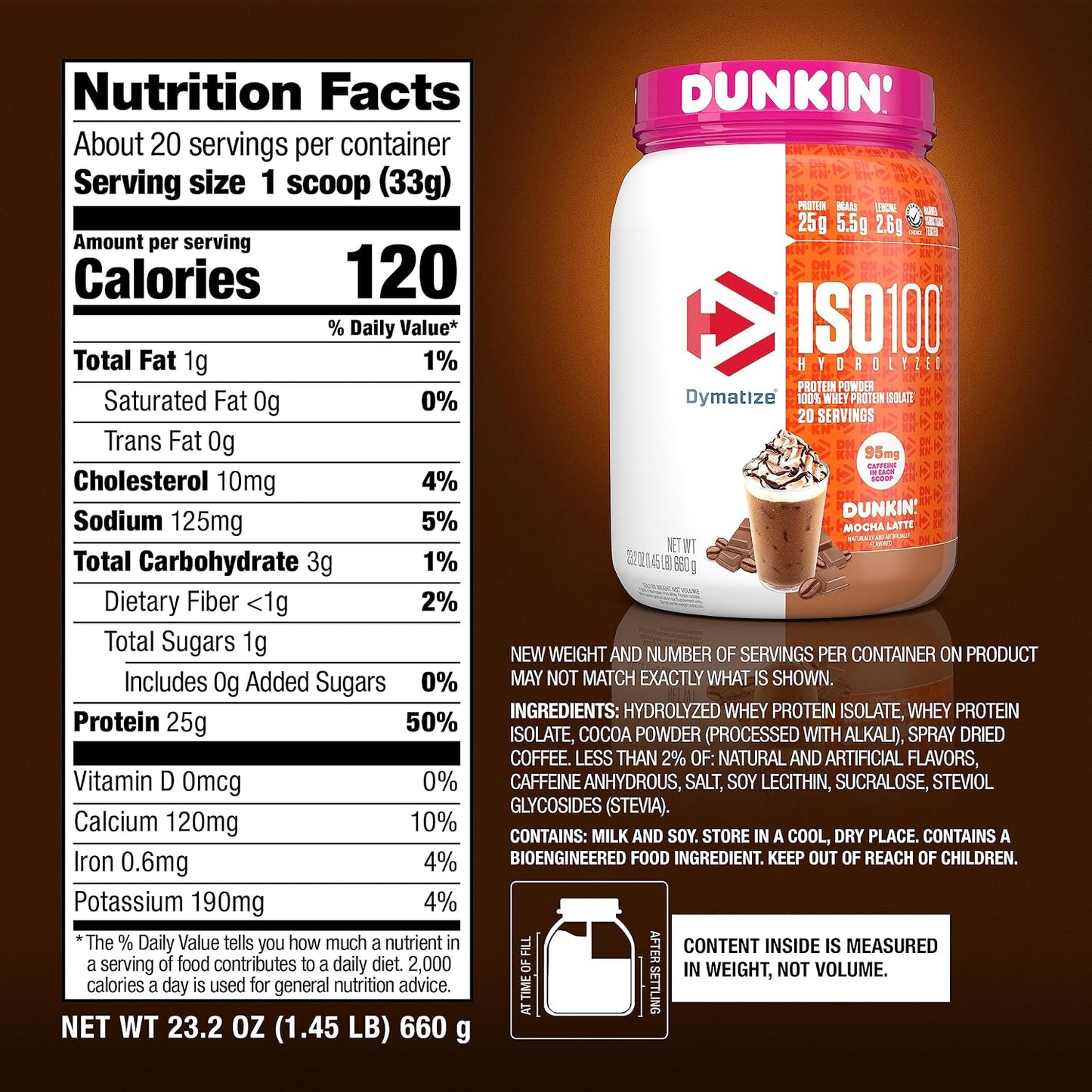 Dymatize ISO100 Protein Powder, 100% Whey Isolate, Cookies & Cream | 25g Protein, Hydrolyzed, Fast-Absorbing, Supports Muscle Health, 5.5g BCAAs, Gluten-Free, 20 Servings, 1.3 lb