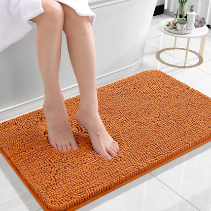 OLANLY Bathroom Rugs 30x20, Extra Soft Absorbent Chenille Bath Rugs | Grey, Quick-Drying Rubber Backing, Machine Washable Bath Mat for Bathroom Floor, Tub and Shower, Home Decor Accessories