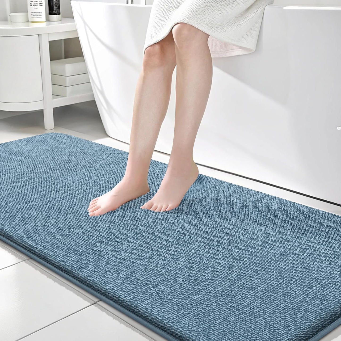 OLANLY Thick Memory Foam Bathroom Rugs 30x20, Soft Absorbent Bath Mat, Teal | Quick Dry Bath Rugs, Non-Slip Carpet, Machine Washable Mats for Bathroom Floor, Tub and Shower, Home Decor Accessories