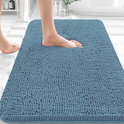 OLANLY Bathroom Rugs 30x20, Extra Soft Absorbent Chenille Bath Rugs | Grey, Quick-Drying Rubber Backing, Machine Washable Bath Mat for Bathroom Floor, Tub and Shower, Home Decor Accessories