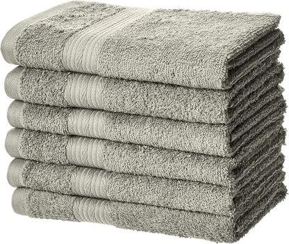 Amazon Basics 6-Piece Oversized Fade-Resistant Towel Set, 100% Cotton, Highly Absorbent, Soft, Teal, 2 Bath Towels, 2 Hand Towels, 2 Washcloths