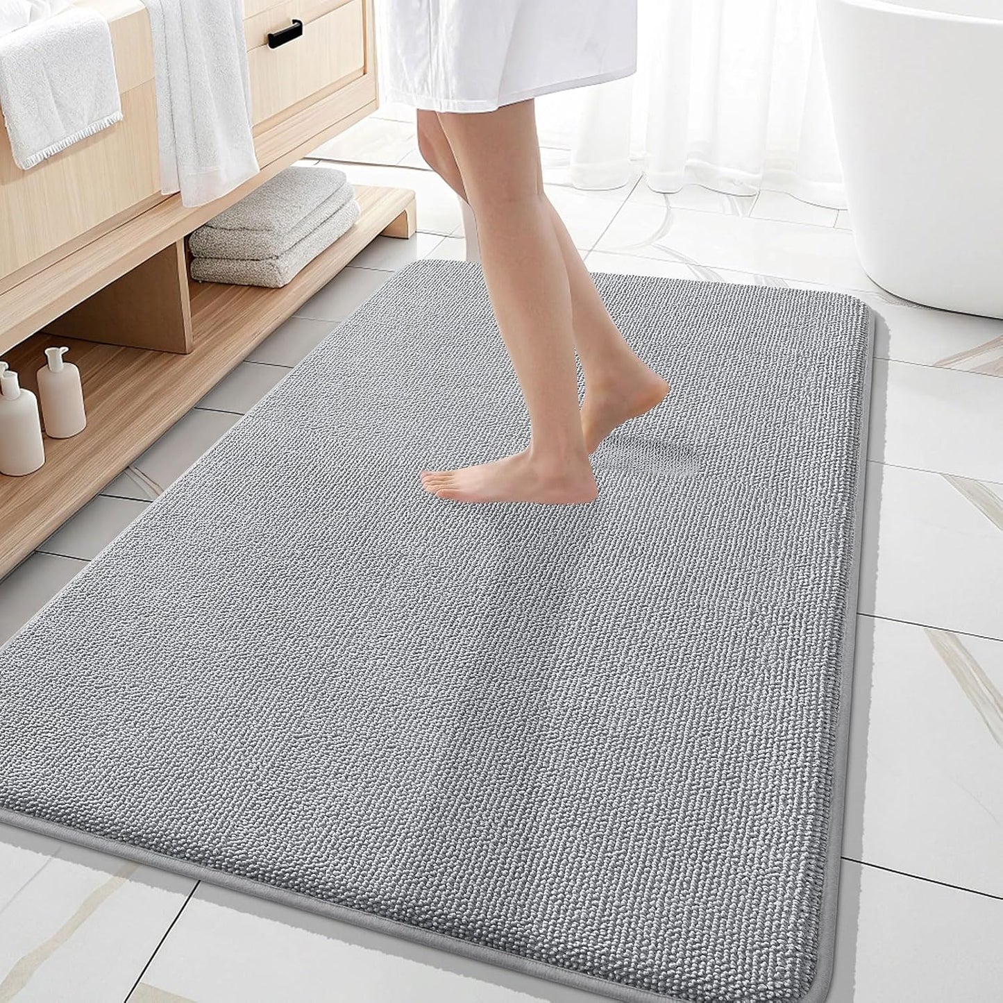 OLANLY Thick Memory Foam Bathroom Rugs 30x20, Soft Absorbent Bath Mat, Teal | Quick Dry Bath Rugs, Non-Slip Carpet, Machine Washable Mats for Bathroom Floor, Tub and Shower, Home Decor Accessories