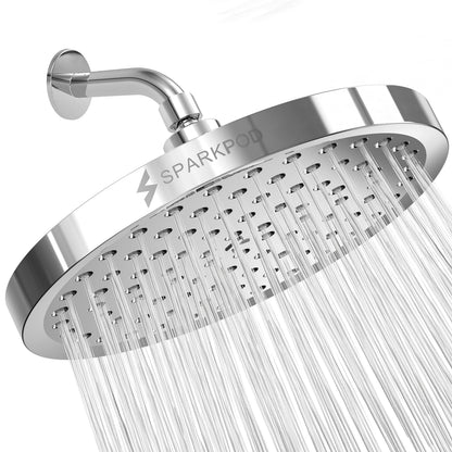 SparkPod Rain Shower Head, 6 Inch Round, Luxury Polished Chrome Finish | High Pressure Shower Heads, 90 Nozzles, Adjustable Showerhead, No Tools Needed, Universal Connection