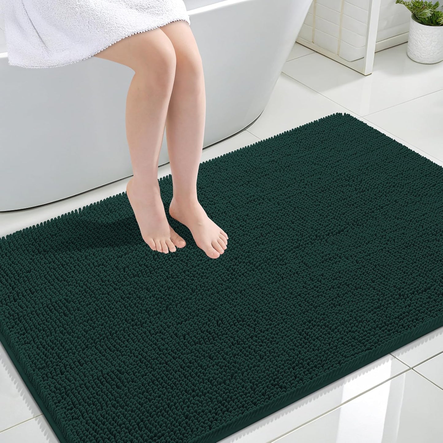 OLANLY Bathroom Rugs 30x20, Extra Soft Absorbent Chenille Bath Rugs | Grey, Quick-Drying Rubber Backing, Machine Washable Bath Mat for Bathroom Floor, Tub and Shower, Home Decor Accessories
