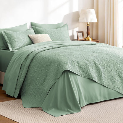 Love's cabin Quilts for Queen Bed Blue Bedspreads - Soft Bed Summer Lightweight Bedspread Comforter - Modern Style Coin Pattern Coverlet for All Season - 3 Pieces (1 Quilt, 2 Pillow Shams)