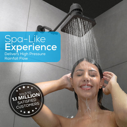 SparkPod Rain Shower Head, 6 Inch Round, Luxury Polished Chrome Finish | High Pressure Shower Heads, 90 Nozzles, Adjustable Showerhead, No Tools Needed, Universal Connection