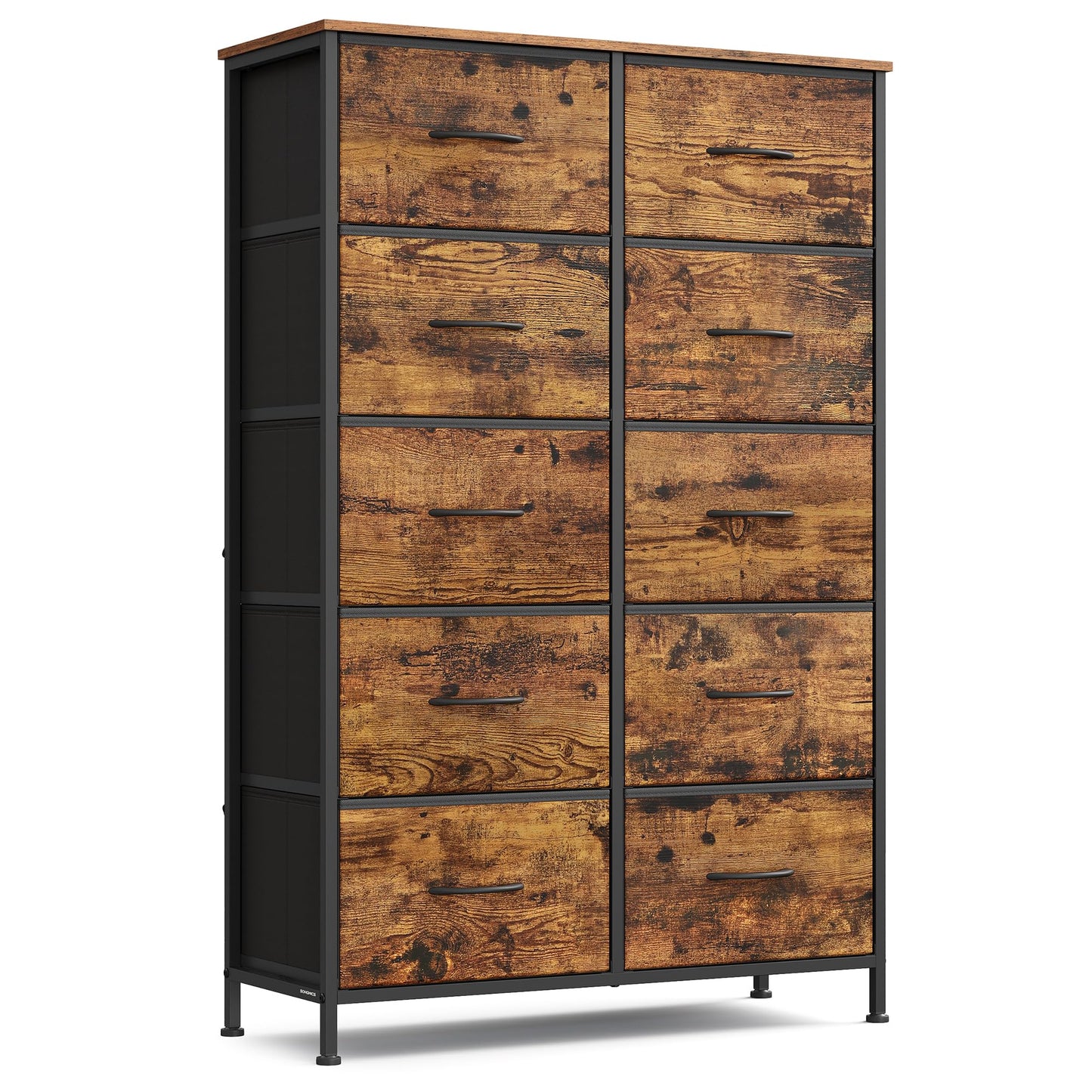 SONGMICS BELLAH Collection - Dresser for Bedroom, Chest of Drawers, Storage Organizer Unit, Closet, Entryway, Steel, 4 Drawers, Modern, Ink Black and Ebony Black ULGS314B01S