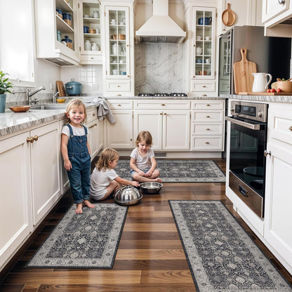 2x6 Hallway Washable Runner Rug : Vintage Soft Kitchen Laundry Runner with Non Slip Backing Farmhouse Entryway Living Room Floor Mat Stain Resistant Carpet for Bedroom Bathroom Distressed Beside Rug