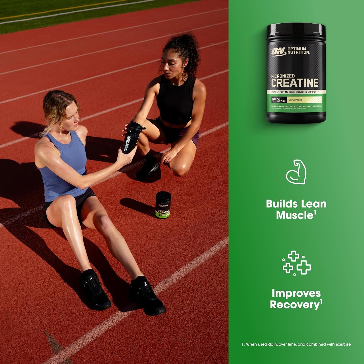 Optimum Nutrition Creatine, Micronized Creatine Monohydrate Powder, Supports Strength & Recovery, Banned Substance Tested, Unflavored, 5g per Serving, 60 Servings | 5g Micronized Creatine Monohydrate Powder Per Serving, Supports Muscle Strength & Power, E
