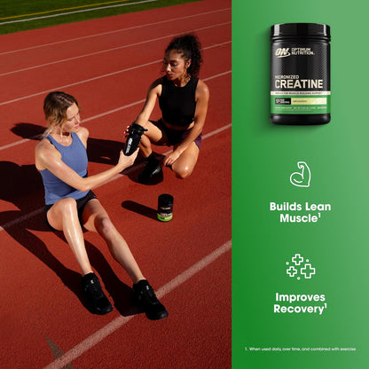 Optimum Nutrition Creatine, Micronized Creatine Monohydrate Powder, Supports Strength & Recovery, Banned Substance Tested, Unflavored, 5g per Serving, 60 Servings | 5g Micronized Creatine Monohydrate Powder Per Serving, Supports Muscle Strength & Power, E
