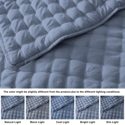 WDCOZY Beige King Size Quilt Bedding Sets with Pillow Shams, Tan Cream Lightweight Bedspread Coverlet, Quilted Blanket Thin Comforter Bed Cover, All Season Summer Spring, 3 Pieces, 104x90 inches