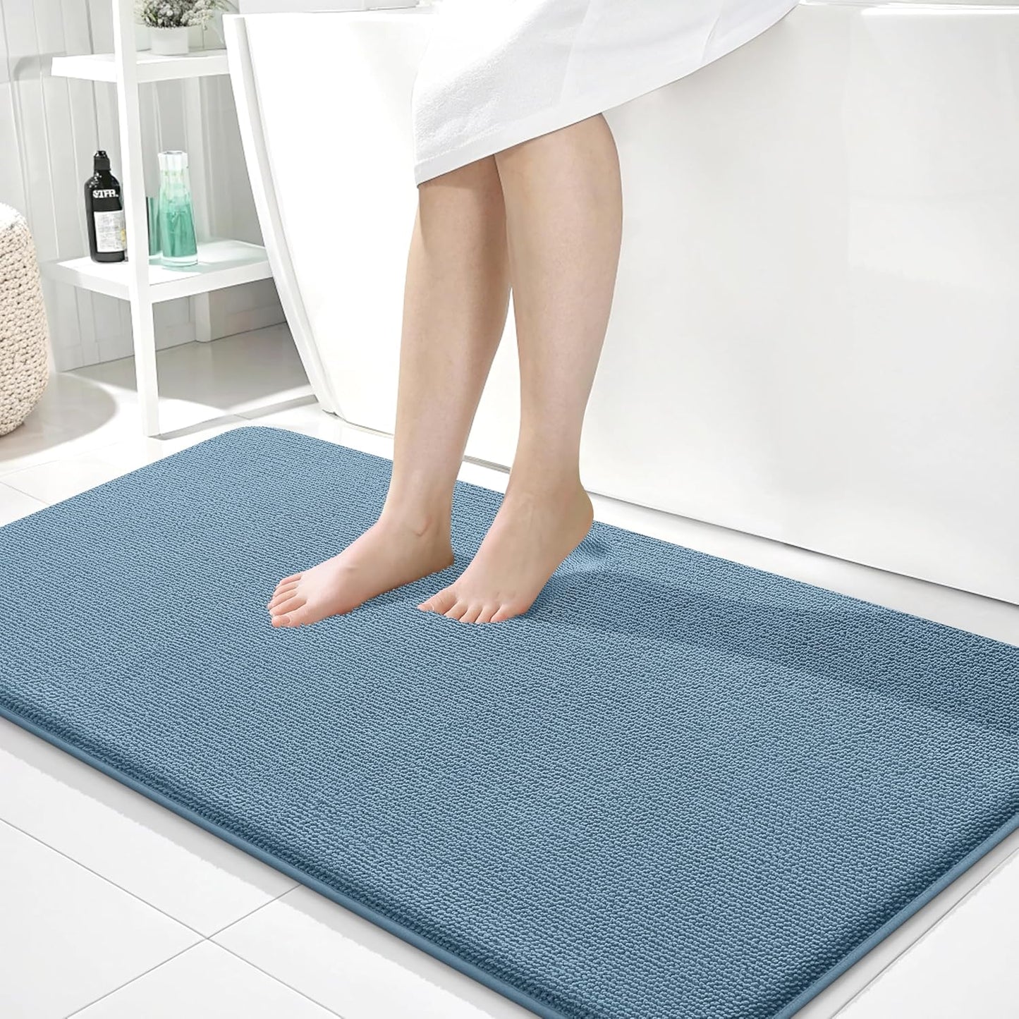 OLANLY Thick Memory Foam Bathroom Rugs 30x20, Soft Absorbent Bath Mat, Teal | Quick Dry Bath Rugs, Non-Slip Carpet, Machine Washable Mats for Bathroom Floor, Tub and Shower, Home Decor Accessories