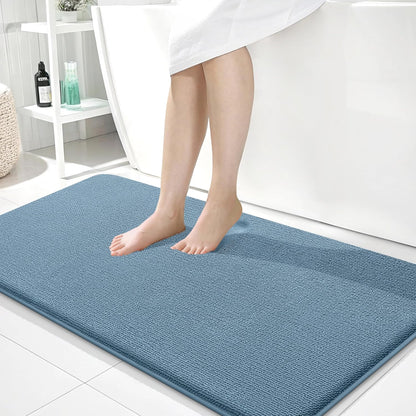 OLANLY Thick Memory Foam Bathroom Rugs 30x20, Soft Absorbent Bath Mat, Teal | Quick Dry Bath Rugs, Non-Slip Carpet, Machine Washable Mats for Bathroom Floor, Tub and Shower, Home Decor Accessories