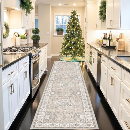 2x6 Hallway Washable Runner Rug : Vintage Soft Kitchen Laundry Runner with Non Slip Backing Farmhouse Entryway Living Room Floor Mat Stain Resistant Carpet for Bedroom Bathroom Distressed Beside Rug