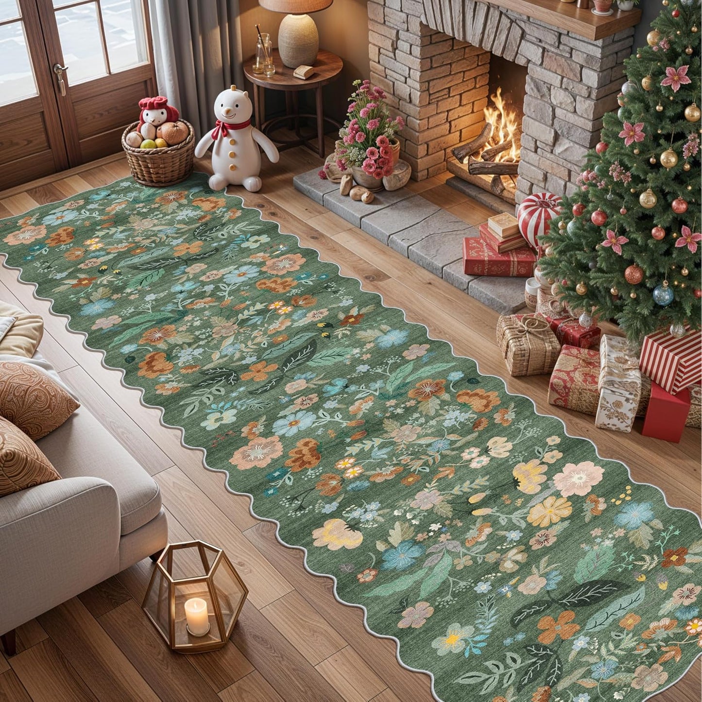 2x6 Hallway Washable Runner Rug : Vintage Soft Kitchen Laundry Runner with Non Slip Backing Farmhouse Entryway Living Room Floor Mat Stain Resistant Carpet for Bedroom Bathroom Distressed Beside Rug