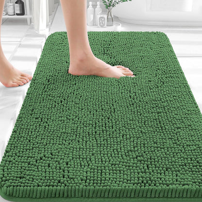 OLANLY Bathroom Rugs 30x20, Extra Soft Absorbent Chenille Bath Rugs | Grey, Quick-Drying Rubber Backing, Machine Washable Bath Mat for Bathroom Floor, Tub and Shower, Home Decor Accessories