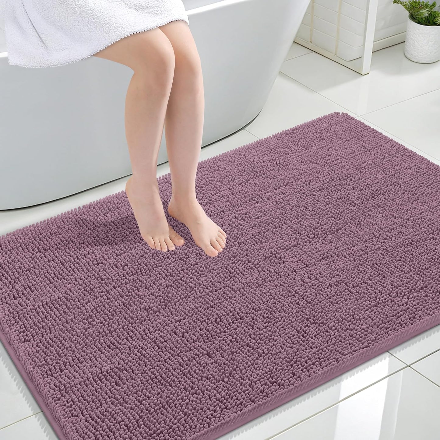 OLANLY Bathroom Rugs 30x20, Extra Soft Absorbent Chenille Bath Rugs | Grey, Quick-Drying Rubber Backing, Machine Washable Bath Mat for Bathroom Floor, Tub and Shower, Home Decor Accessories