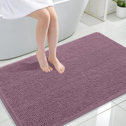 OLANLY Bathroom Rugs 30x20, Extra Soft Absorbent Chenille Bath Rugs | Grey, Quick-Drying Rubber Backing, Machine Washable Bath Mat for Bathroom Floor, Tub and Shower, Home Decor Accessories