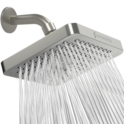 SparkPod Rain Shower Head, 6 Inch Round, Luxury Polished Chrome Finish | High Pressure Shower Heads, 90 Nozzles, Adjustable Showerhead, No Tools Needed, Universal Connection